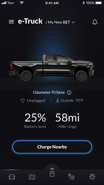 Off-road app home screen